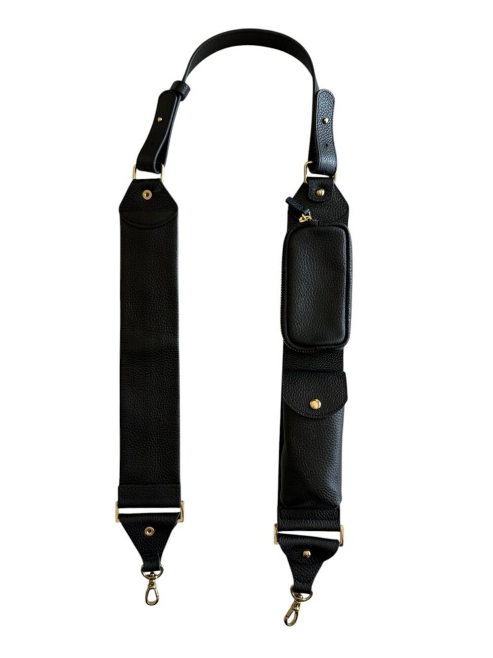 Bandolier Billie Utility Strap Black Leather Gold Adjustable Phone Crossbody - Picture 3 of 8